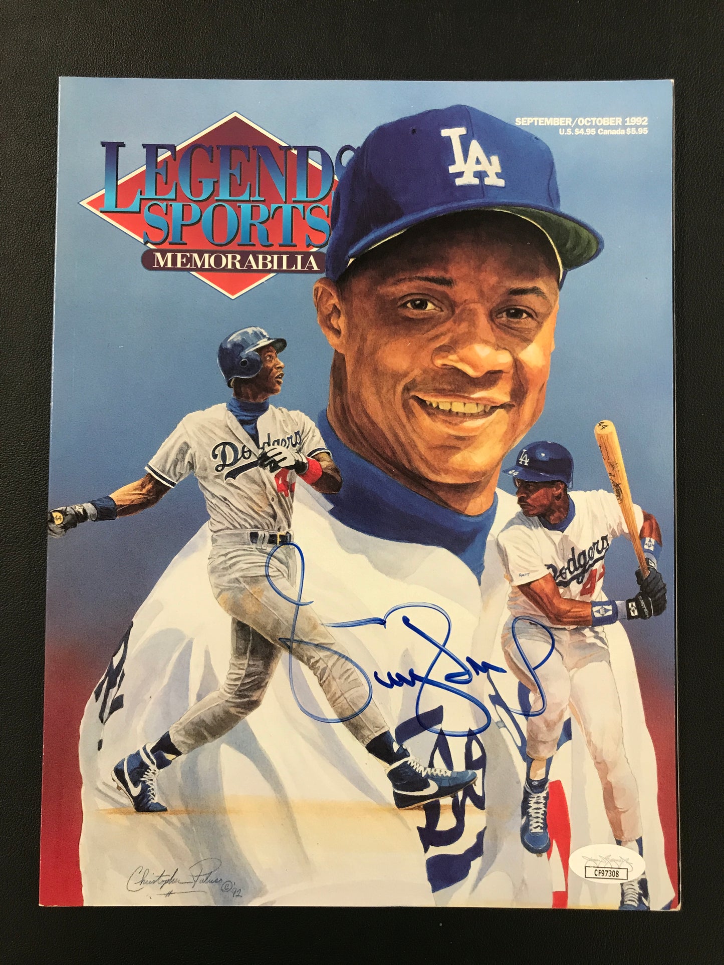 Darryl Strawberry Legends Sports 1992 Signed Magazine L.A. Dodgers JSA