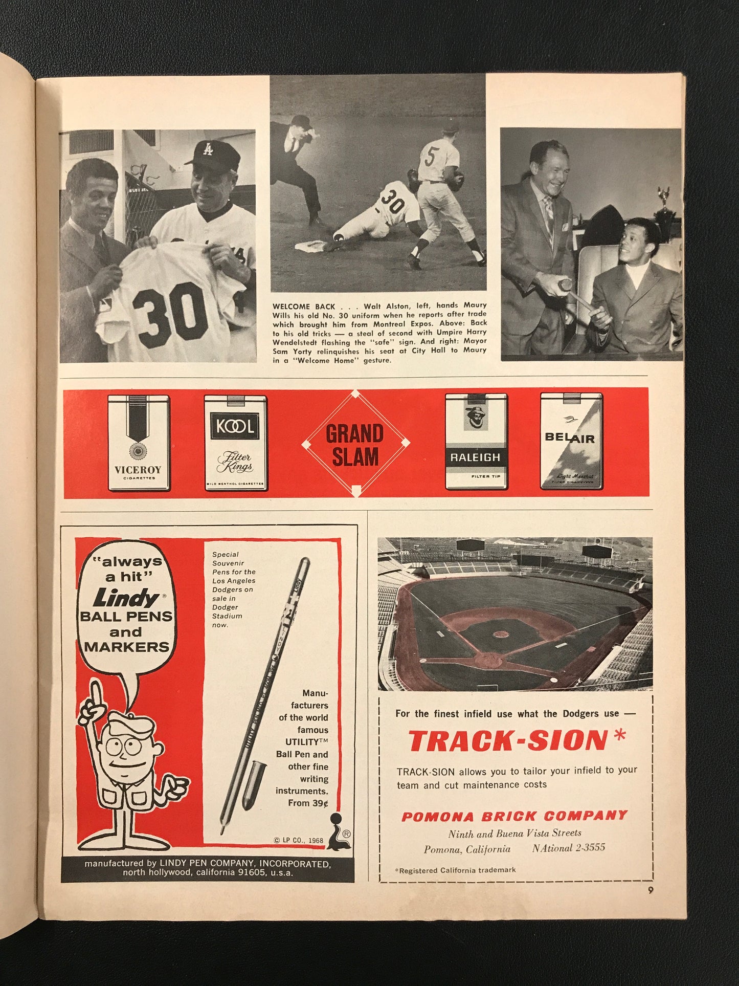 Dodgers vs. Braves 1969 Program with 7-8-69 Game Ticket Hank Aaron