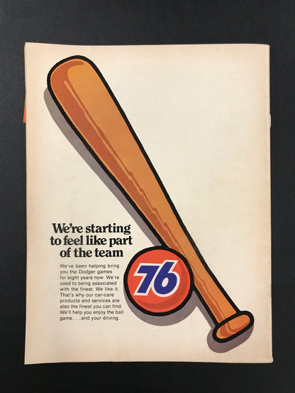 Dodgers vs. Braves 1969 Program with 7-8-69 Game Ticket Hank Aaron