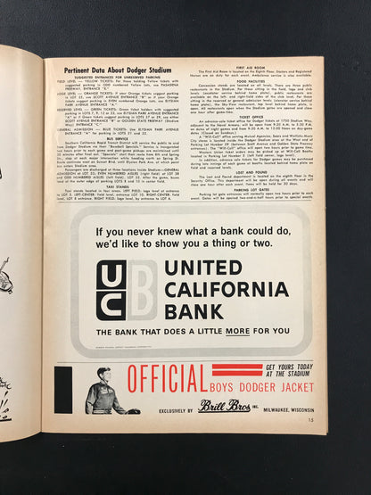 Los Angeles Dodgers 1967 Scorebook, amazing graphics