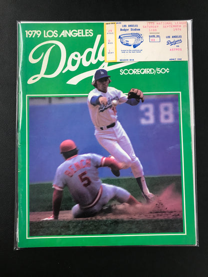 Dodgers vs. Astros 1979 Program with 9-29-79 Game Ticket Manny Mota Record