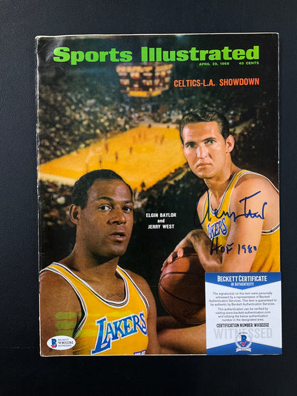 Jerry West Signed Sports Illustrated NBA Beckett Certified Auto Los Angeles Lakers 1968