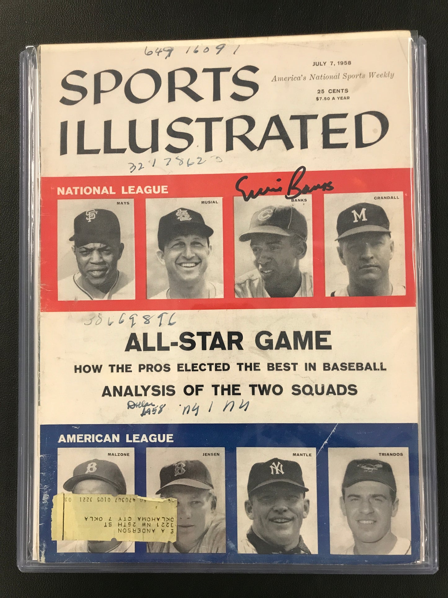 Ernie Banks Signed Sports Illustrated MLB JSA Certified Auto Chicago Cubs 1958