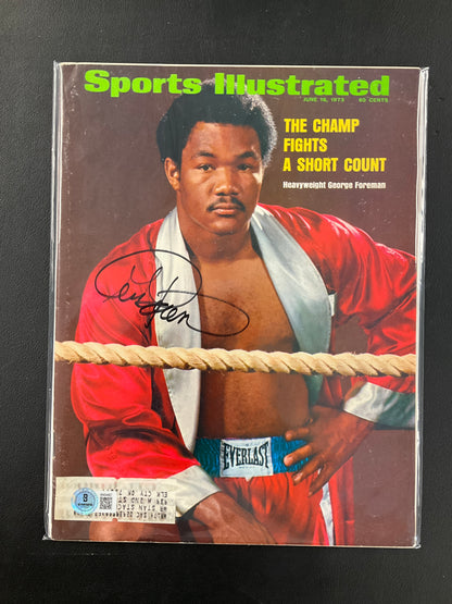 George Foreman Signed Sports Illustrated Boxing Beckett Certified Auto 1973