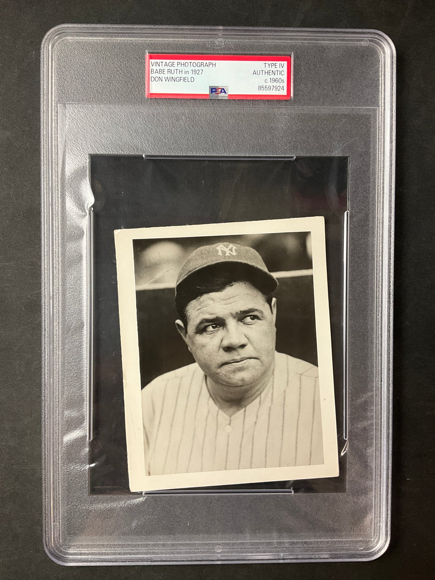Babe Ruth PSA Type 4 Original Photo 1927 Yankees from Don Wingfield during the 1960's