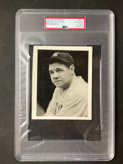 Babe Ruth PSA Type 4 Original Photo 1930s Yankees from Don Wingfield during the 1960's
