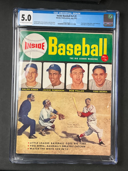 Inside Baseball #1 July 1952 with Jackie Robinson, Yogi Berra CGC 5.0 Graded Dodgers/Yankees