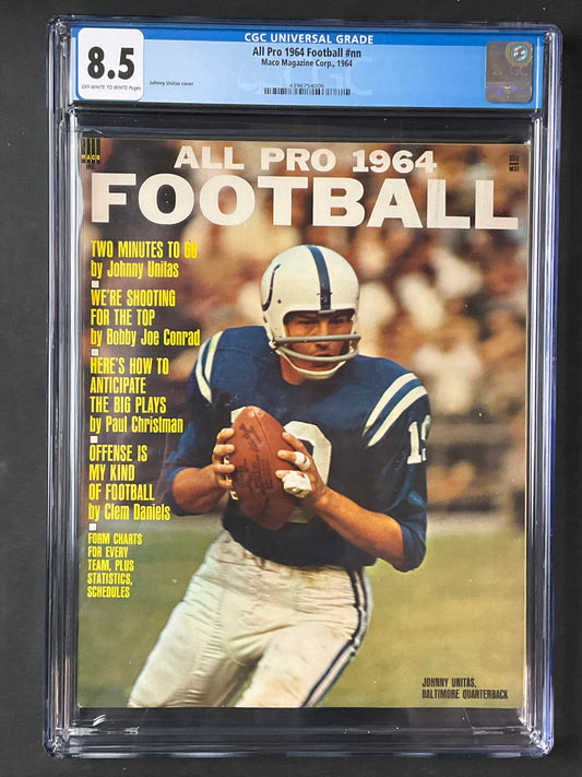 Johnny Unitas All Pro Football Magazine 1964 CGC 8.5 Highest Graded in Census Baltimore Colts