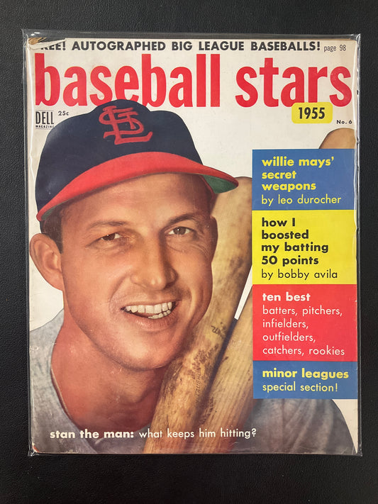 Stan "The Man" Musial on the cover Baseball Stars 1955 magazine St. Louis Cardinals HOF