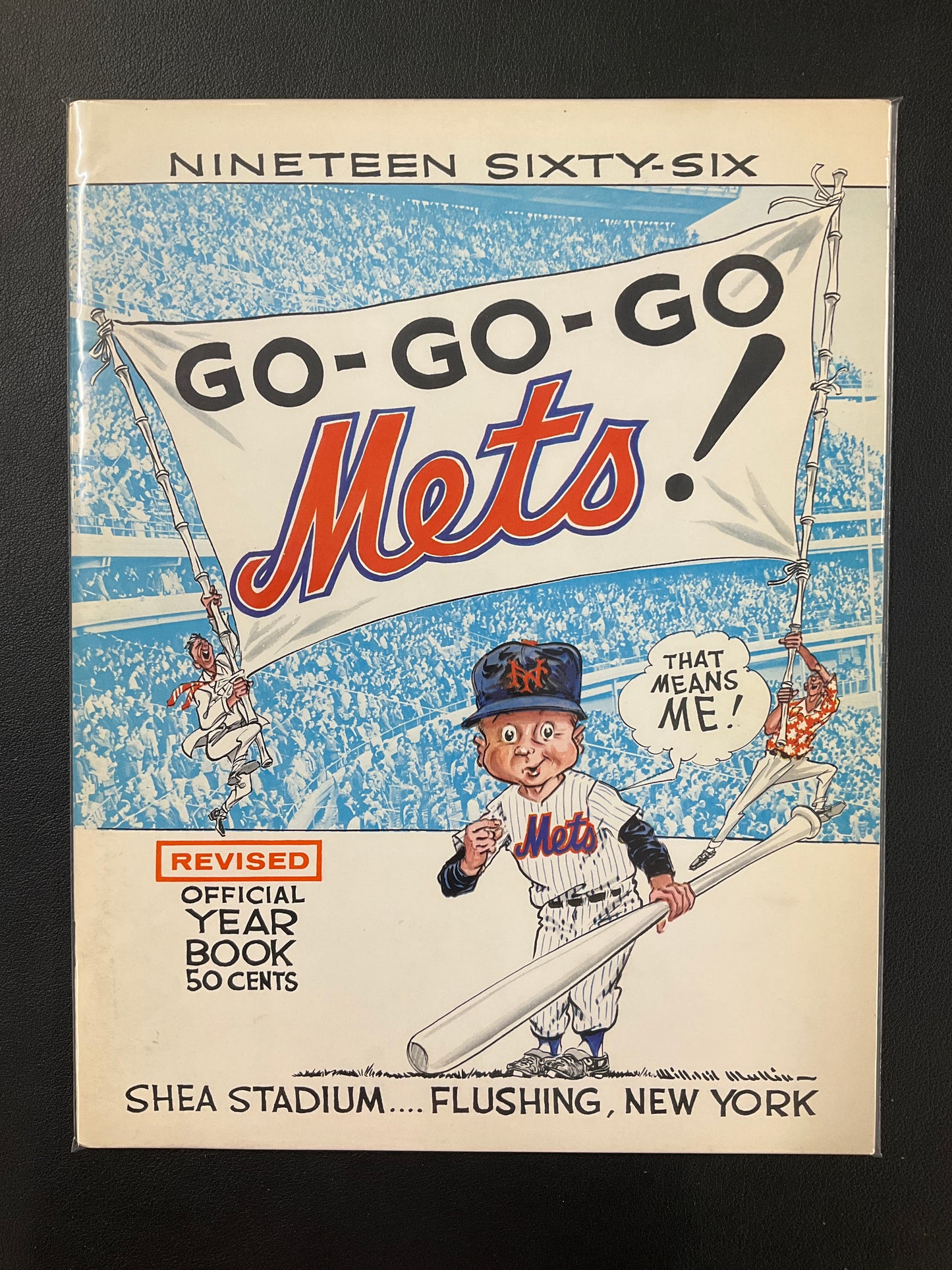 New York Mets 1966 Official Yearbook Shea Stadium Cover Go-Go-Go Mets!