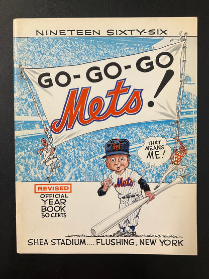 New York Mets 1966 Official Yearbook Shea Stadium Cover Go-Go-Go Mets!