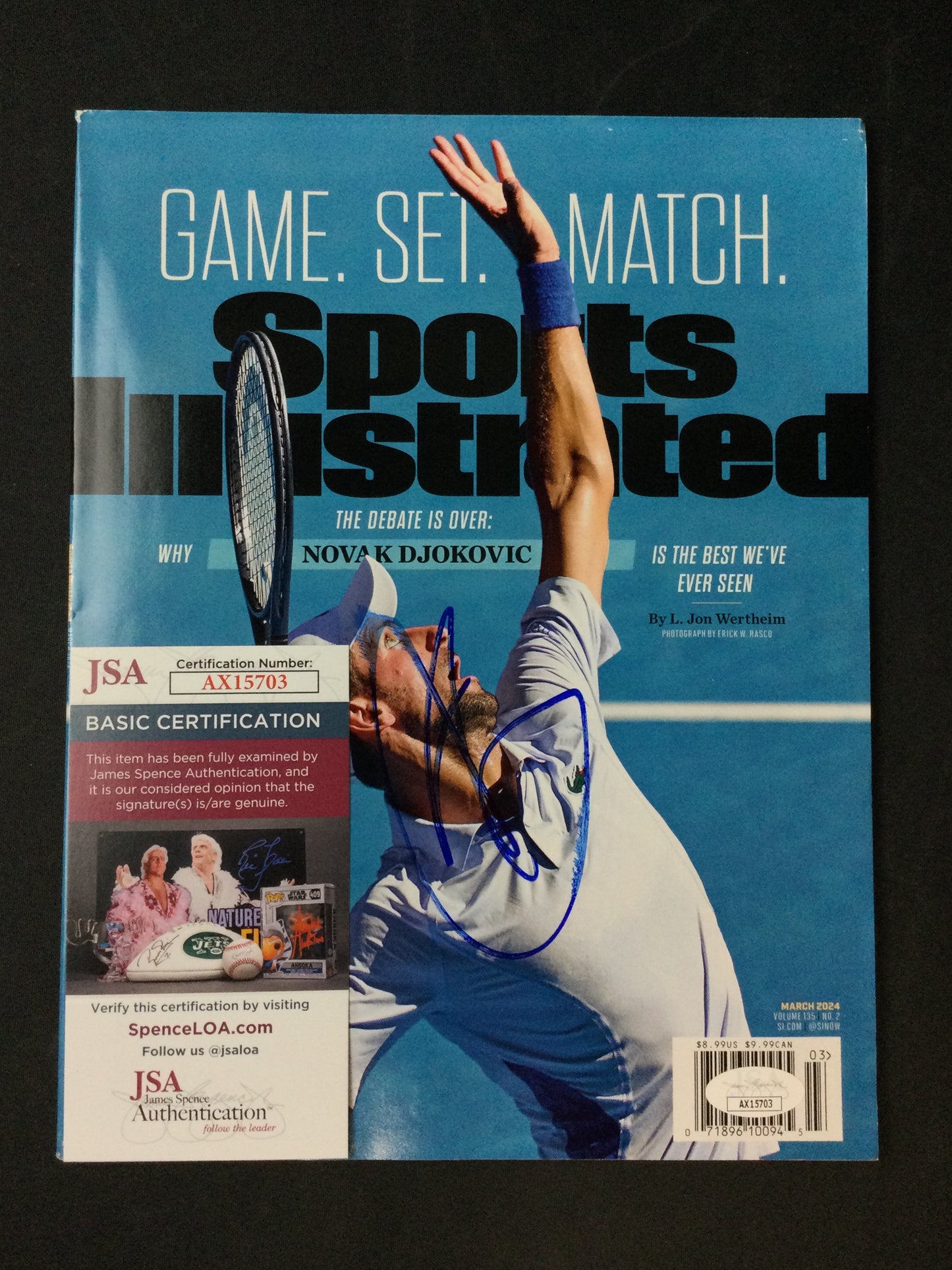 Novak Djokovic SIGNED Sports Illustrated Tennis JSA certified Auto Newsstand Copy