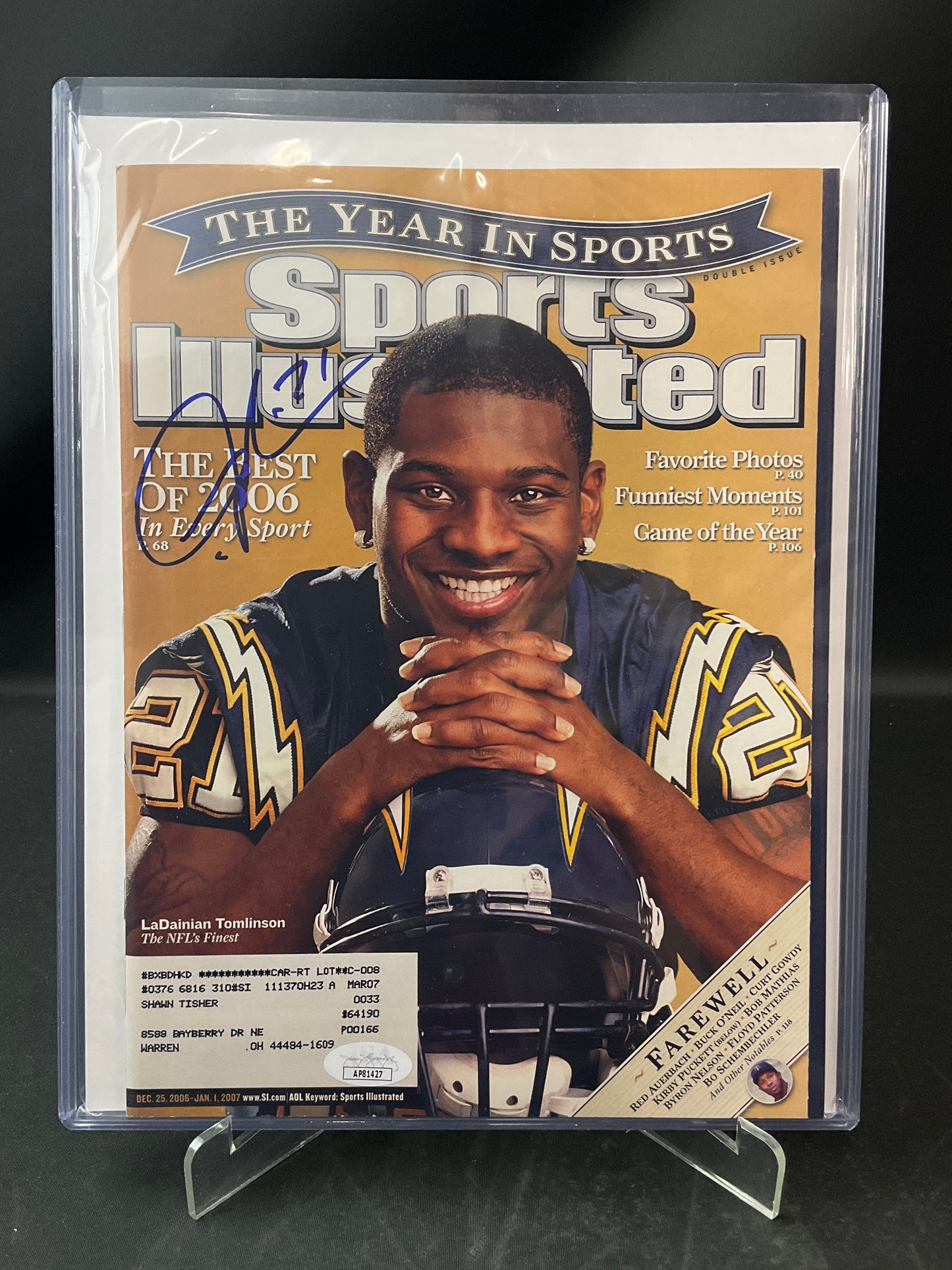 LaDainian Tomlinson Signed Sports Illustrated NFL JSA Certified Auto Chargers