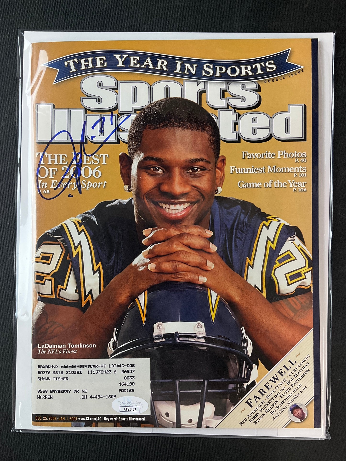 LaDainian Tomlinson Signed Sports Illustrated NFL JSA Certified Auto Chargers