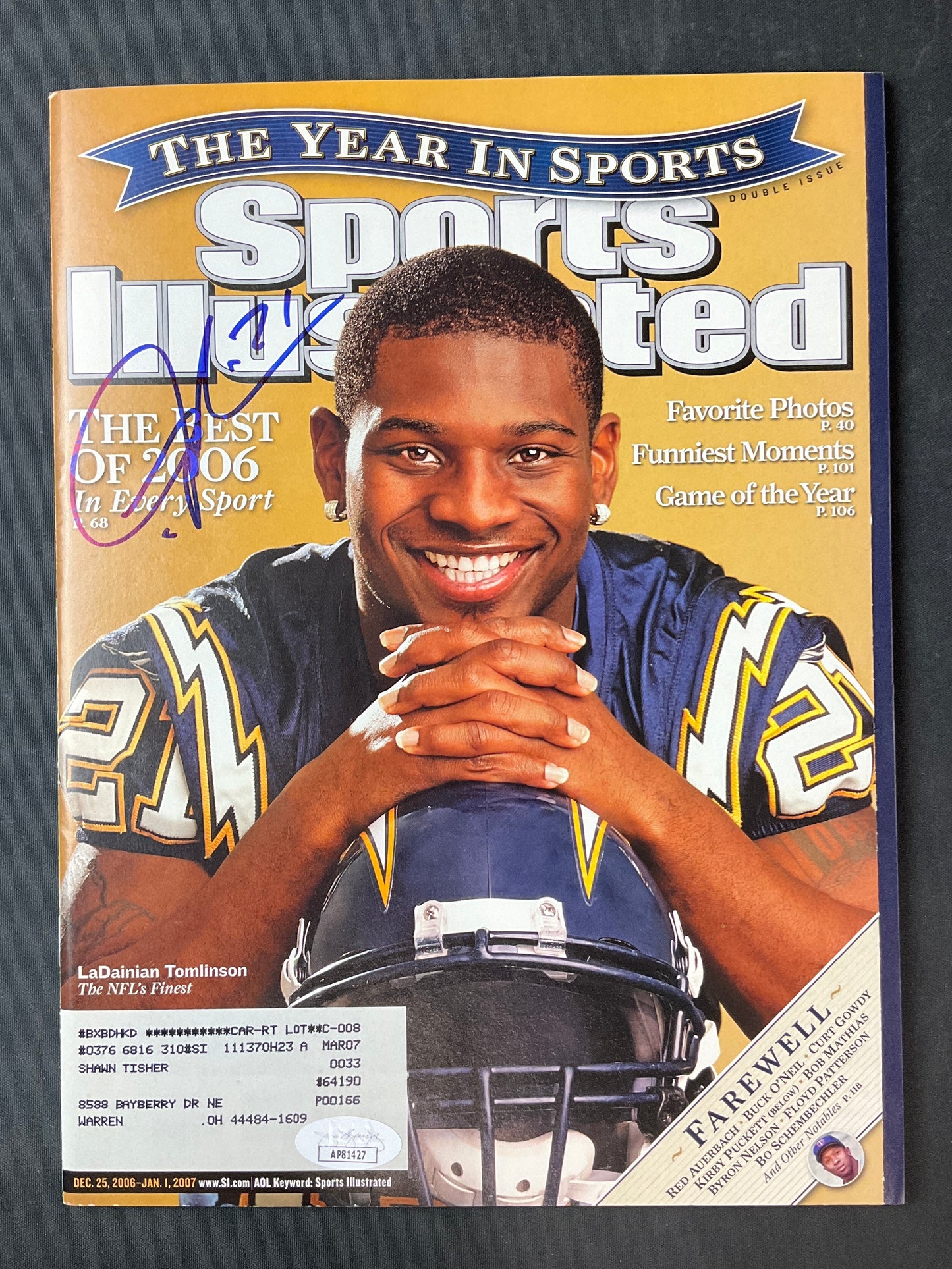 LaDainian Tomlinson Signed Sports Illustrated NFL JSA Certified Auto Chargers