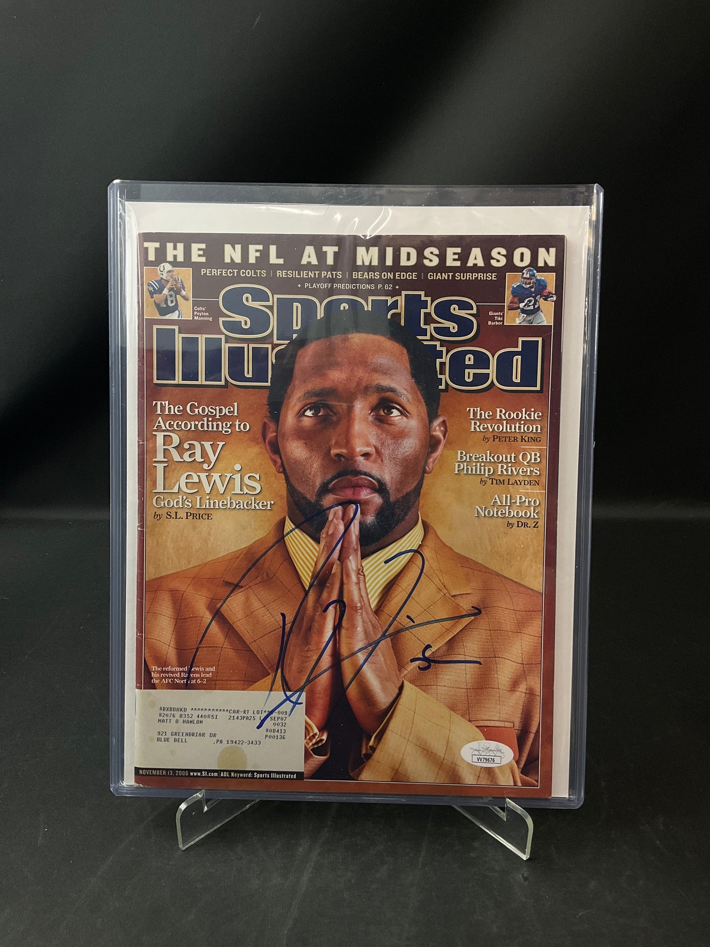 Ray Lewis Signed Sports Illustrated NFL JSA Certified Auto Baltimore Ravens
