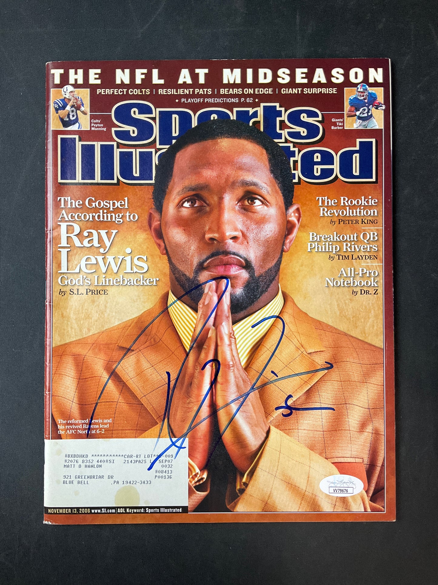 Ray Lewis Signed Sports Illustrated NFL JSA Certified Auto Baltimore Ravens