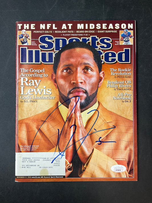 Ray Lewis Signed Sports Illustrated NFL JSA Certified Auto Baltimore Ravens