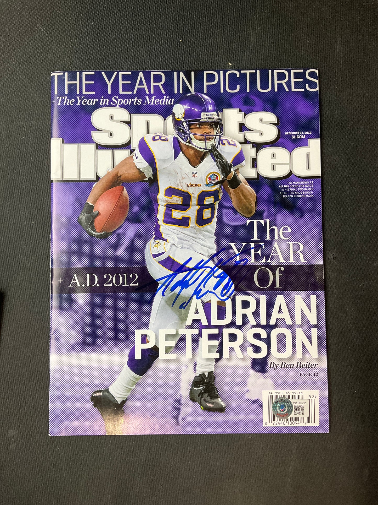 Adrian Peterson Signed Sports Illustrated NFL Beckett Certified Auto Minnesota Vikings