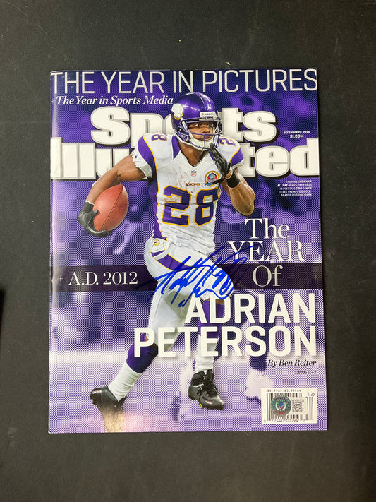 Adrian Peterson Signed Sports Illustrated NFL Beckett Certified Auto Minnesota Vikings