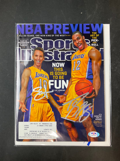 Steve Nash and Dwight Howard Signed Sports Illustrated NBA PSA Certified Auto Los Angeles Lakers