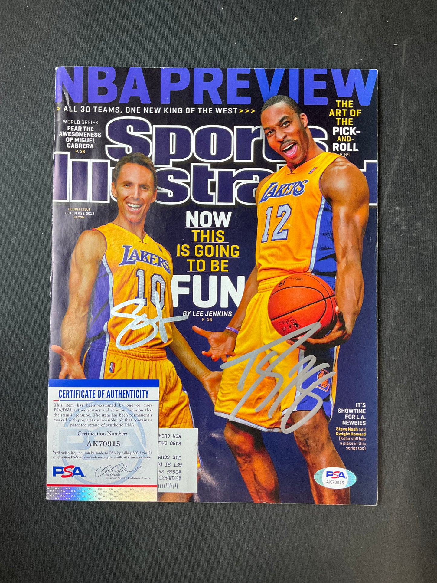 Steve Nash and Dwight Howard Signed Sports Illustrated NBA PSA Certified Auto Los Angeles Lakers