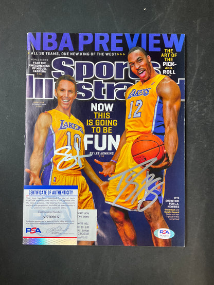 Steve Nash and Dwight Howard Signed Sports Illustrated NBA PSA Certified Auto Los Angeles Lakers