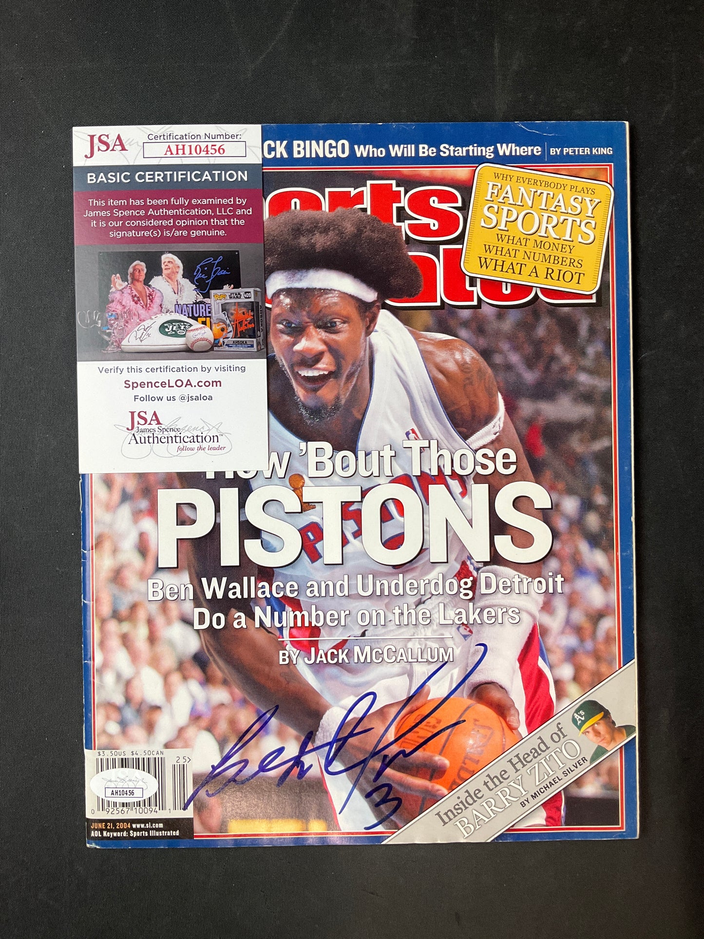 Ben Wallace Signed Sports Illustrated NBA JSA Certified Auto Detroit Pistons