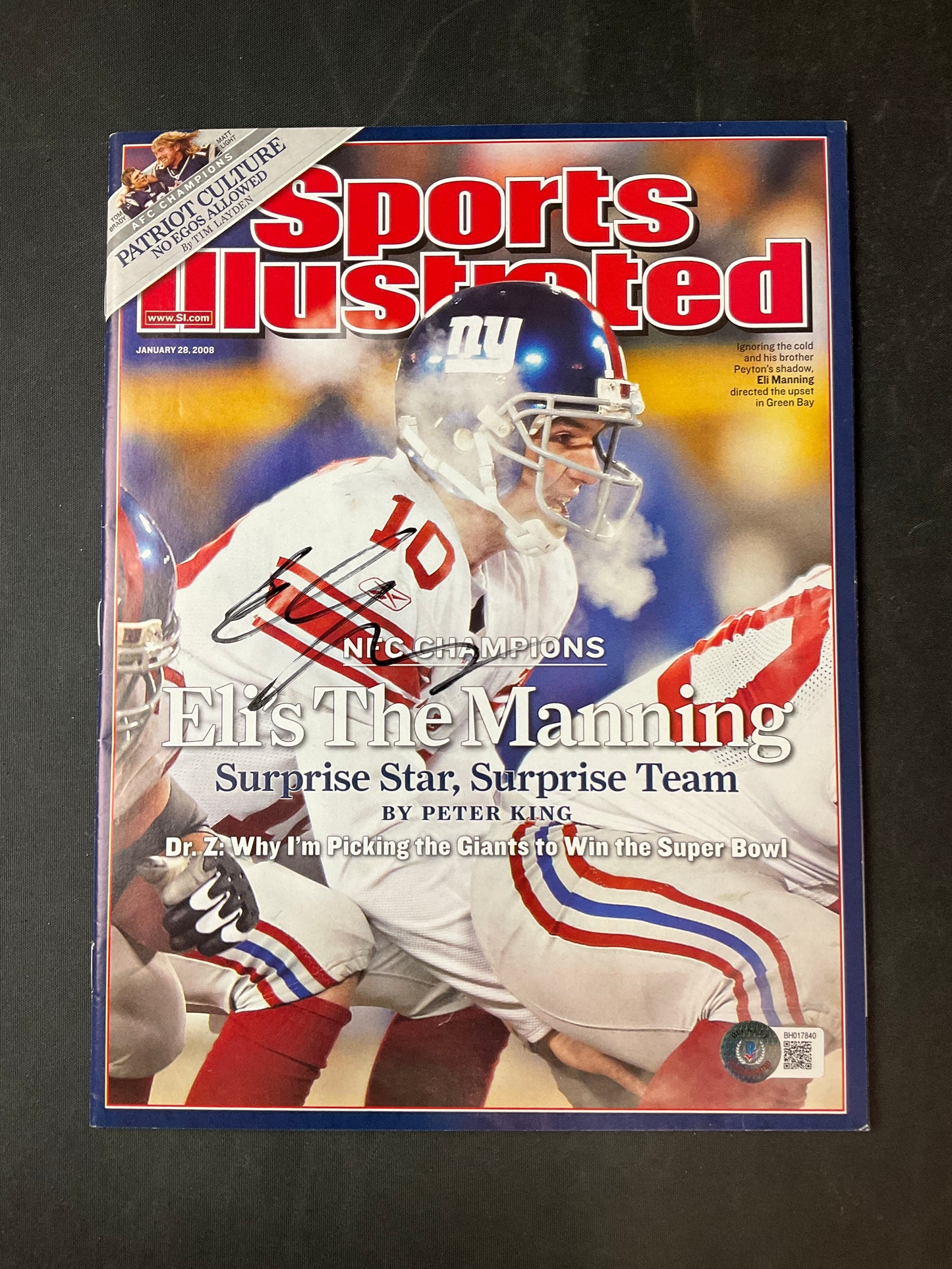 Eli Manning Signed Sports Illustrated NFL Beckett Certified Auto New York Giants