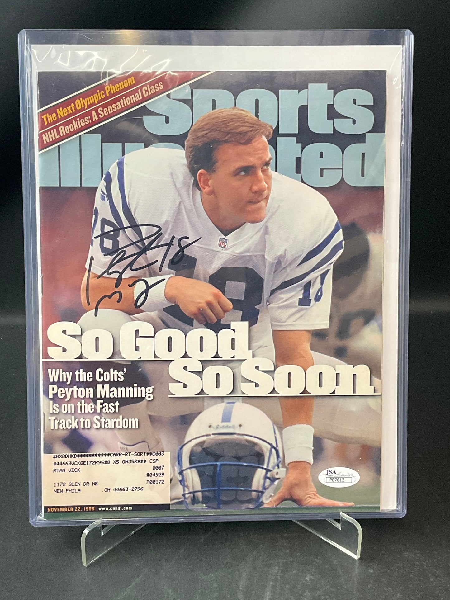 Peyton Manning Signed Rookie Sports Illustrated NFL JSA Certified Auto Indianapolis Colts