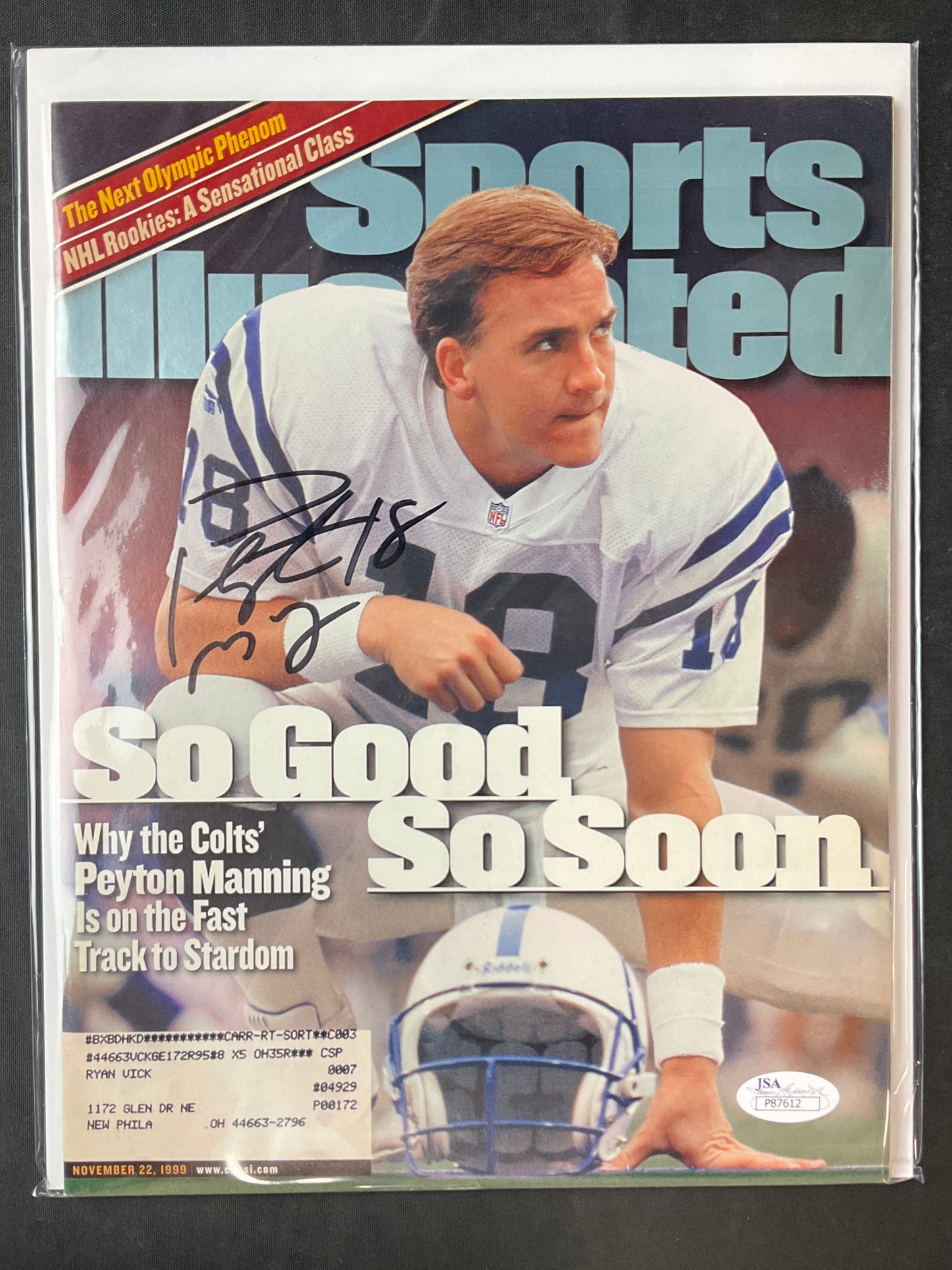 Peyton Manning Signed Rookie Sports Illustrated NFL JSA Certified Auto Indianapolis Colts