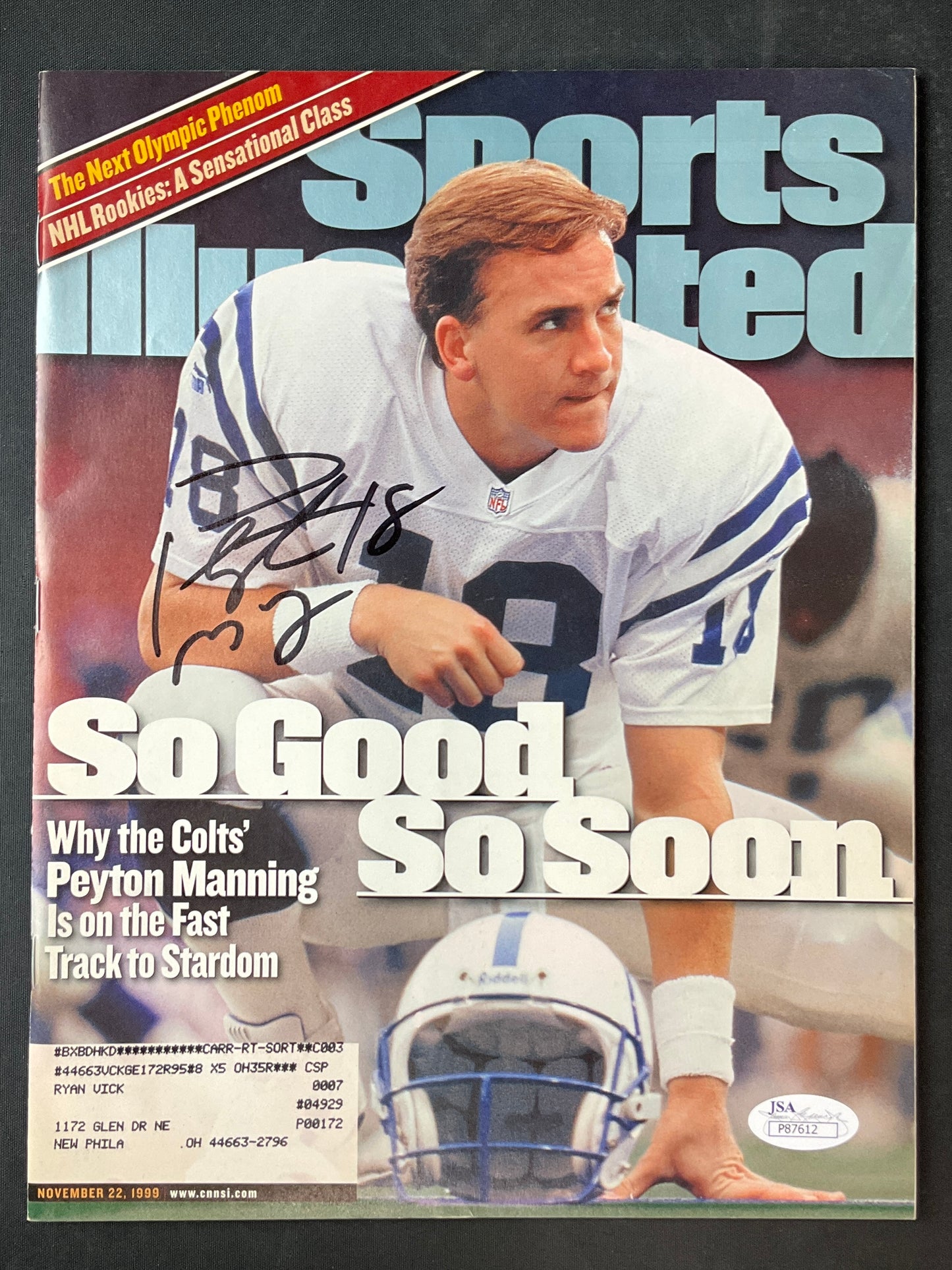 Peyton Manning Signed Rookie Sports Illustrated NFL JSA Certified Auto Indianapolis Colts