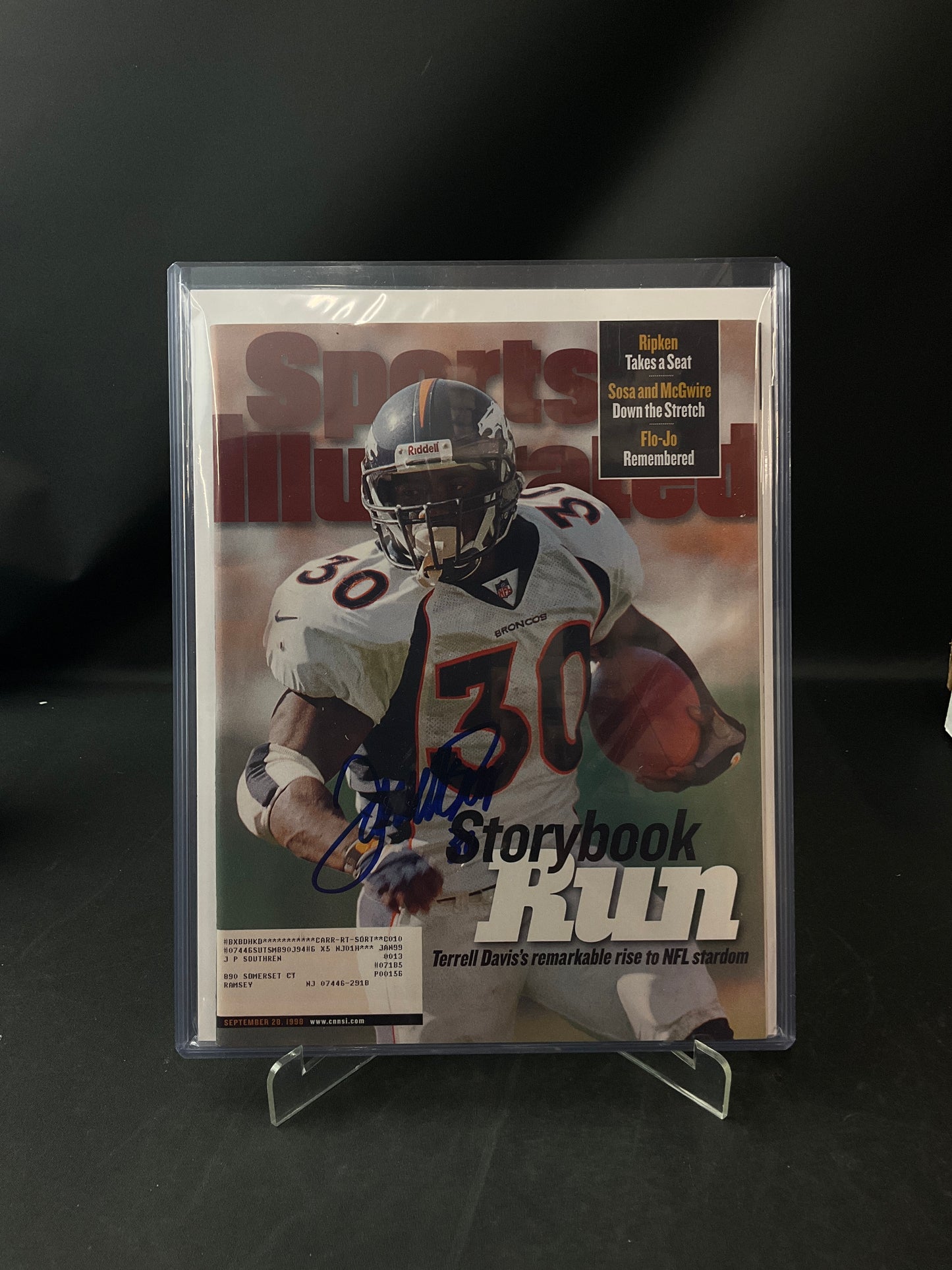 Terrell Davis Signed Sports Illustrated NFL JSA Certified Auto Denver Broncos