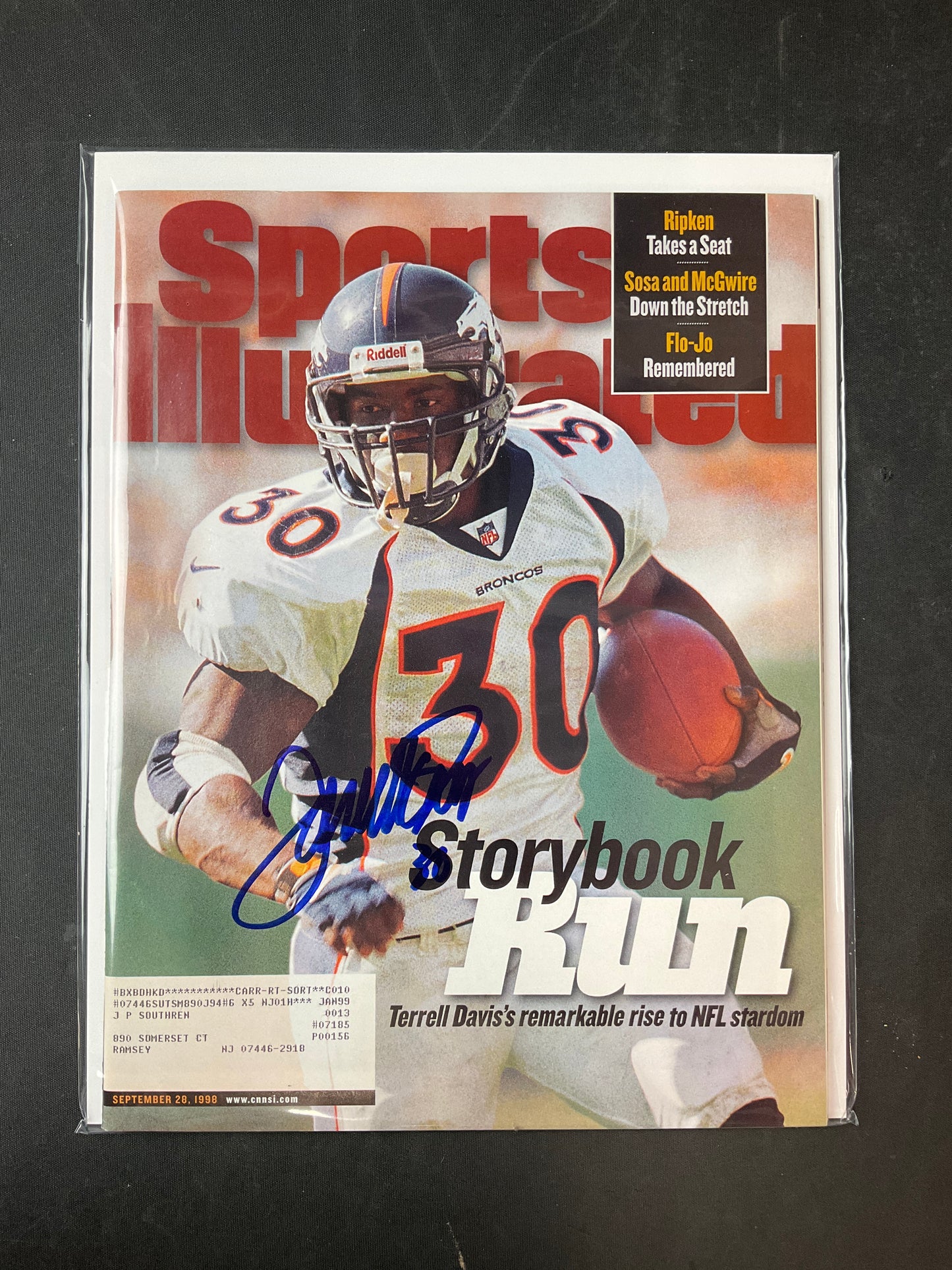 Terrell Davis Signed Sports Illustrated NFL JSA Certified Auto Denver Broncos