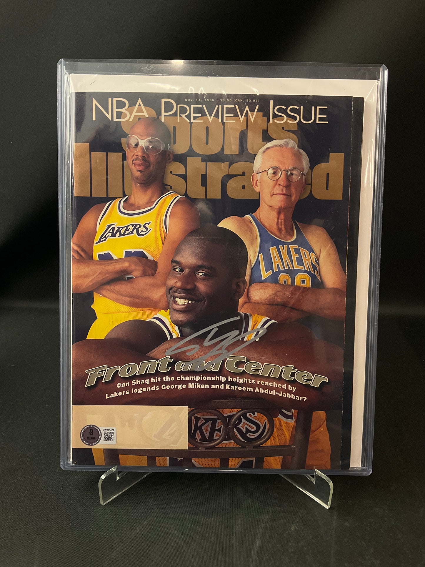 Shaquille O'Neal Signed Sports Illustrated NBA Beckett Certified Auto Los Angeles Lakers