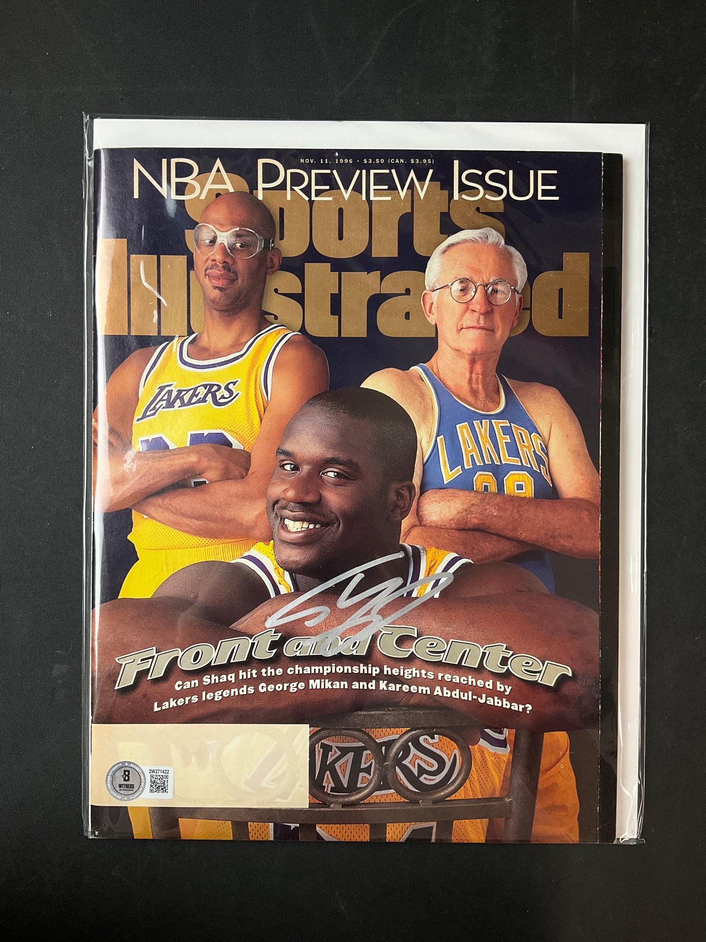 Shaquille O'Neal Signed Sports Illustrated NBA Beckett Certified Auto Los Angeles Lakers