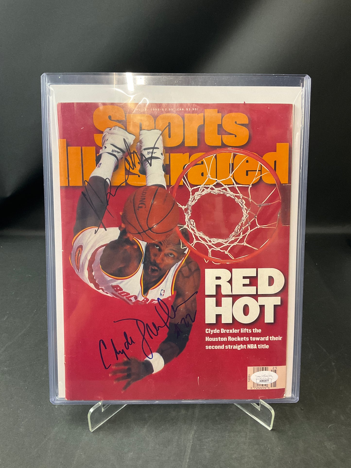 Clyde Drexler Signed Sports Illustrated NBA JSA Certified Auto Houston Rockets