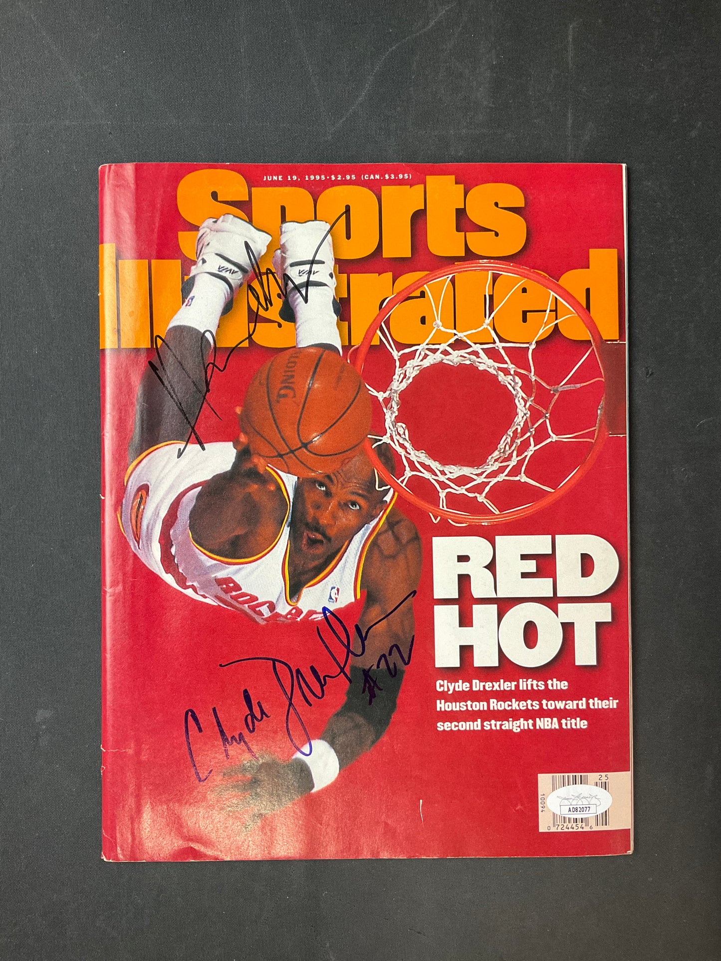 Clyde Drexler Signed Sports Illustrated NBA JSA Certified Auto Houston Rockets