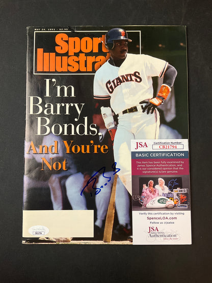Barry Bonds Signed Sports Illustrated MLB JSA Certified Auto San Francisco Giants