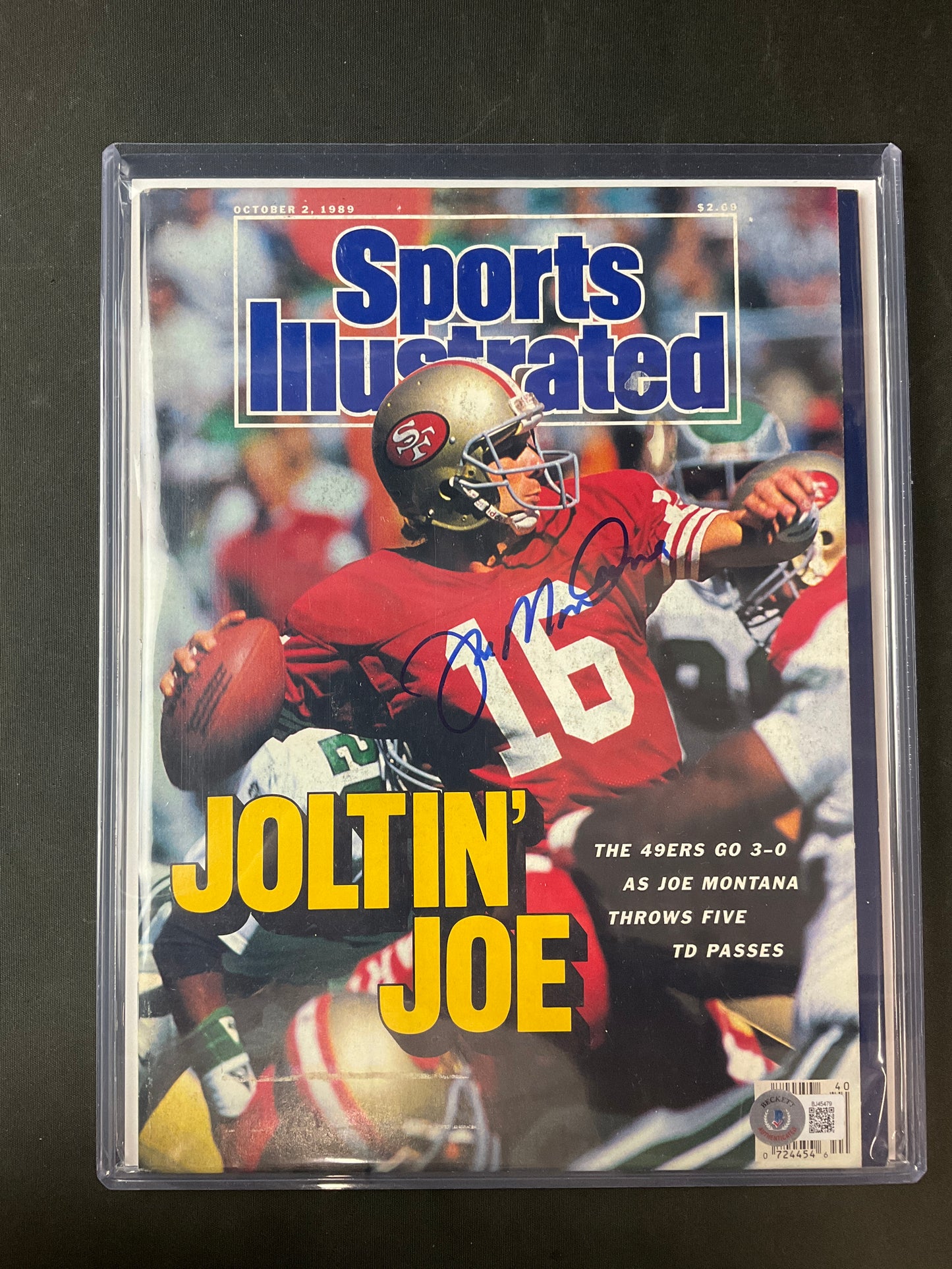 Joe Montana Sports Illustrated NFL Beckett Certified Auto San Francisco 49ers 1989