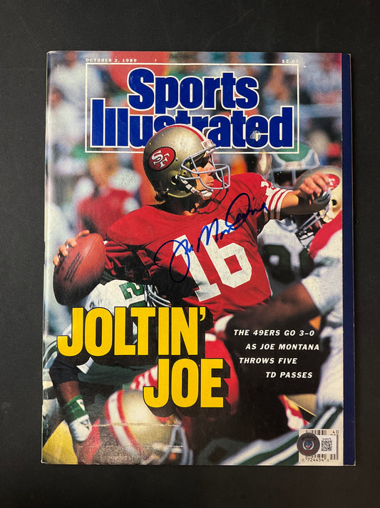 Joe Montana Sports Illustrated NFL Beckett Certified Auto San Francisco 49ers 1989