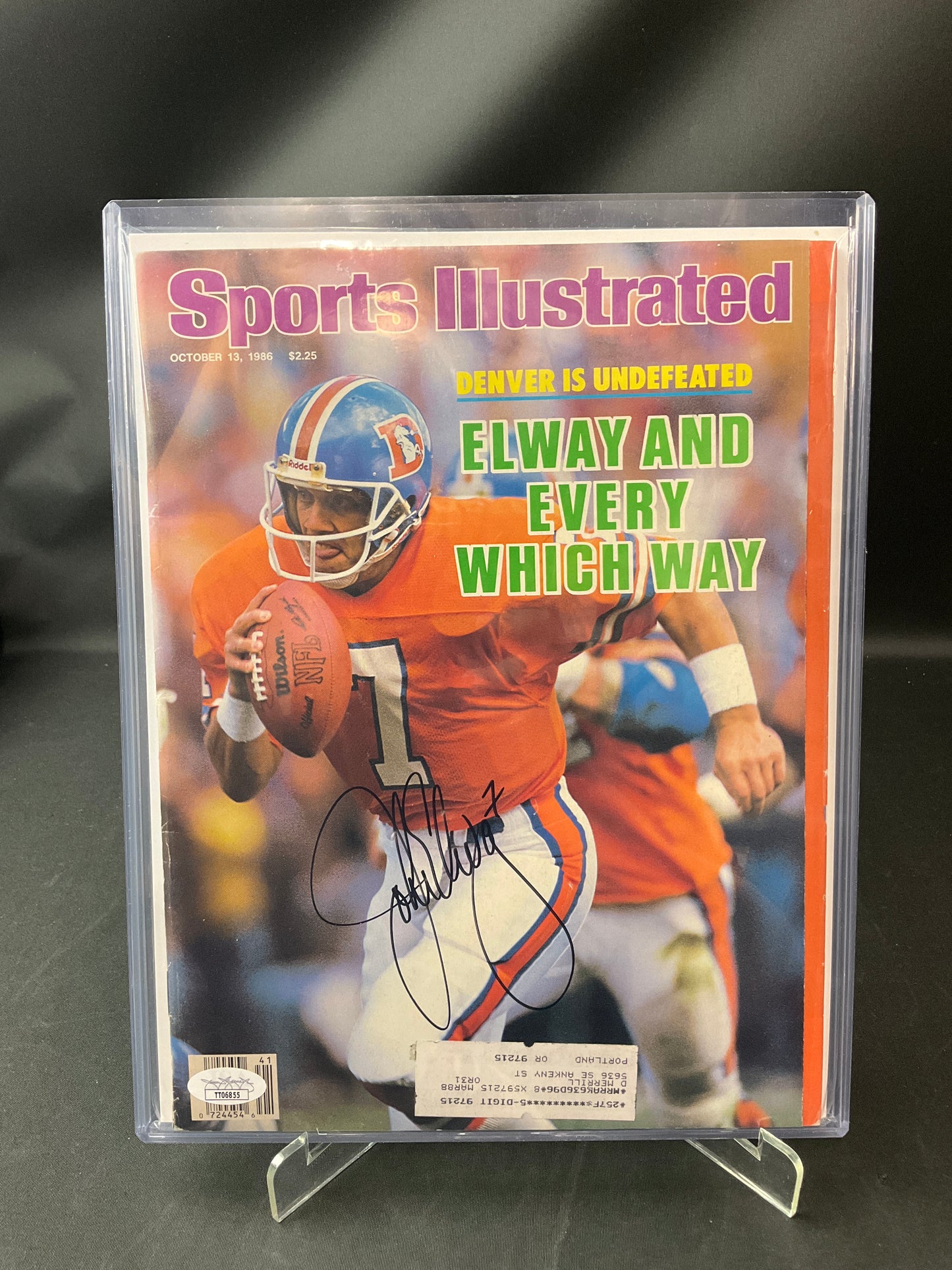John Elway Sports Illustrated NFL JSA Certified Auto Denver Broncos 1986