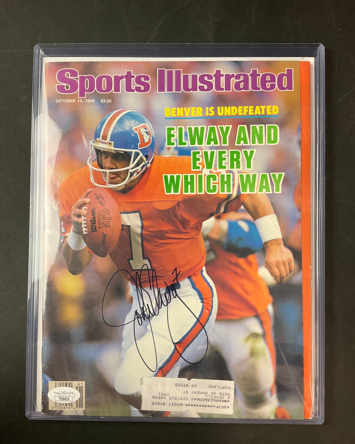 John Elway Sports Illustrated NFL JSA Certified Auto Denver Broncos 1986