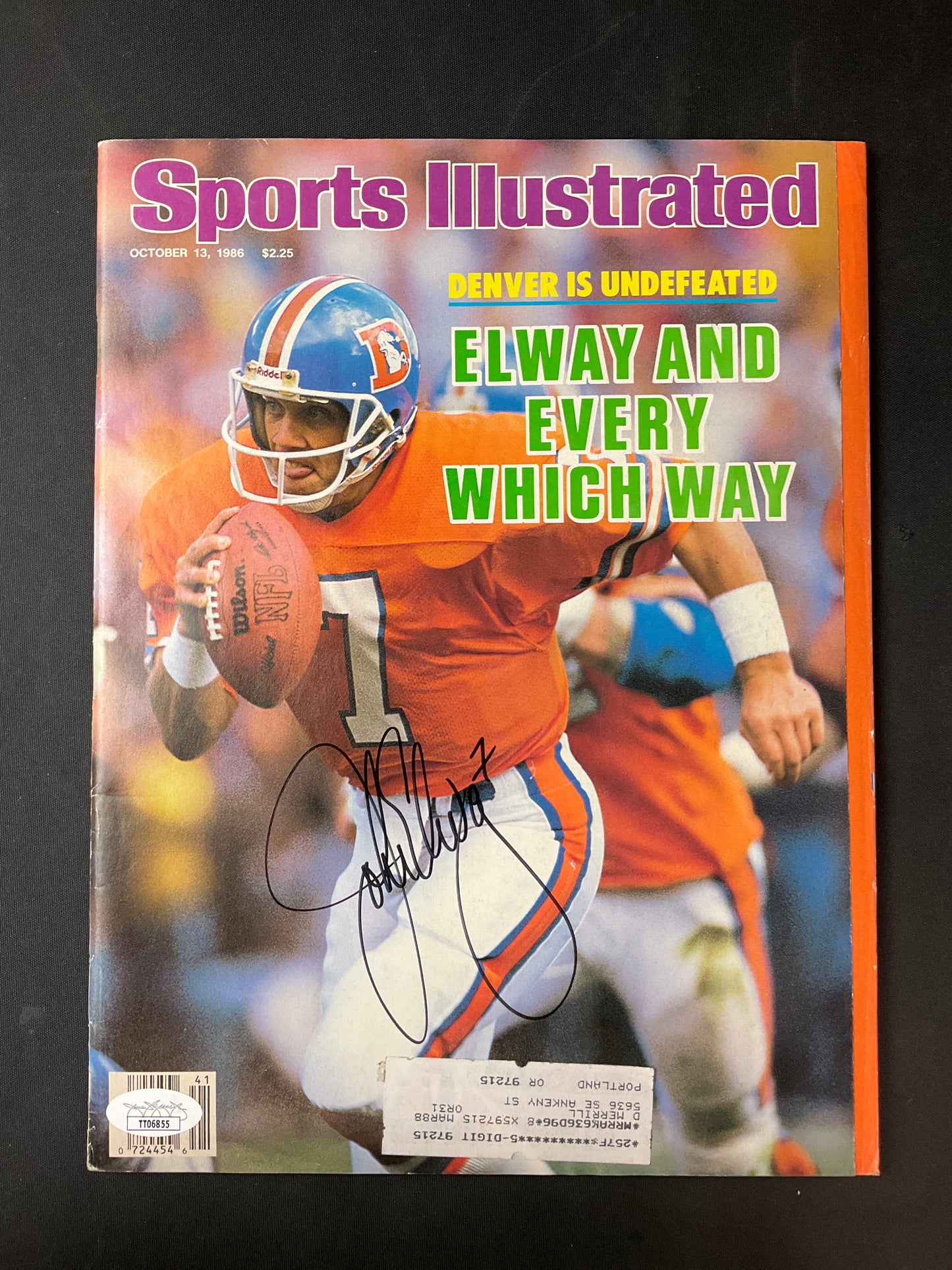 John Elway Sports Illustrated NFL JSA Certified Auto Denver Broncos 1986