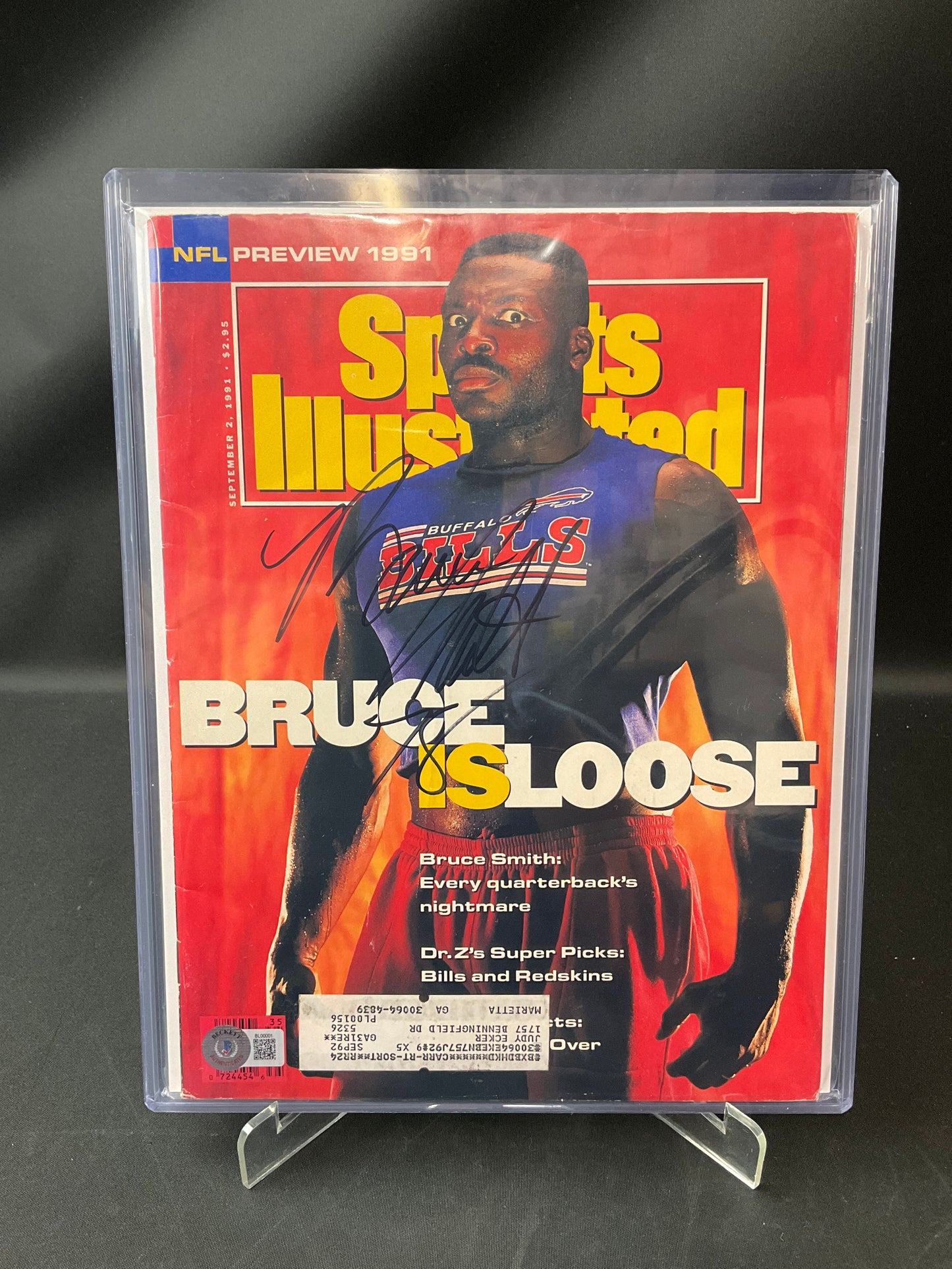 Bruce Smith Signed Sports Illustrated NFL Beckett Certified Auto Buffalo Bills
