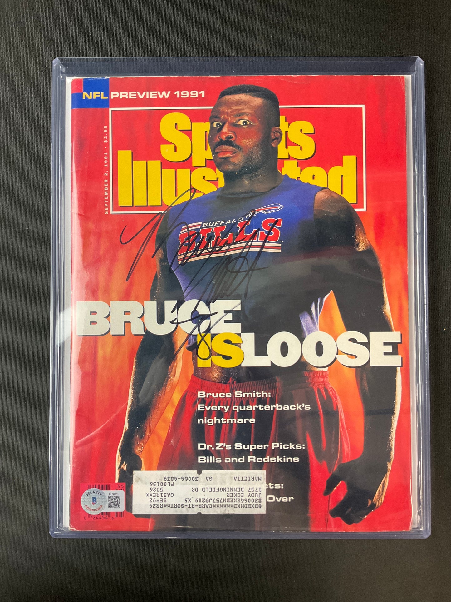 Bruce Smith Signed Sports Illustrated NFL Beckett Certified Auto Buffalo Bills