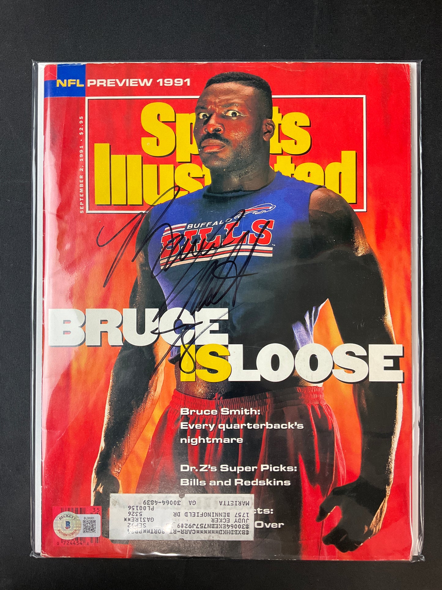 Bruce Smith Signed Sports Illustrated NFL Beckett Certified Auto Buffalo Bills