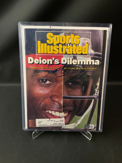 Deion Sanders Signed Sports Illustrated NFL MLB Beckett Certified Auto Atlanta Falcons Braves