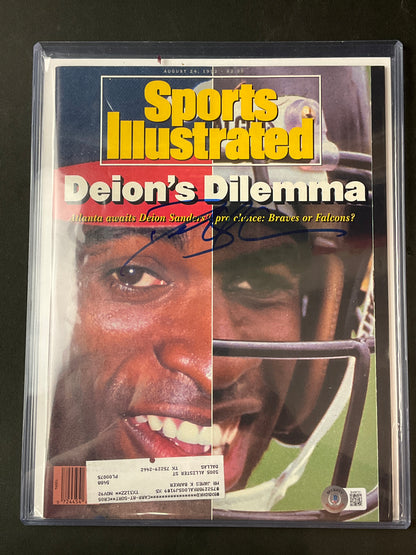 Deion Sanders Signed Sports Illustrated NFL MLB Beckett Certified Auto Atlanta Falcons Braves