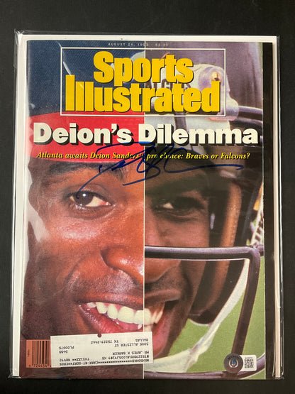 Deion Sanders Signed Sports Illustrated NFL MLB Beckett Certified Auto Atlanta Falcons Braves